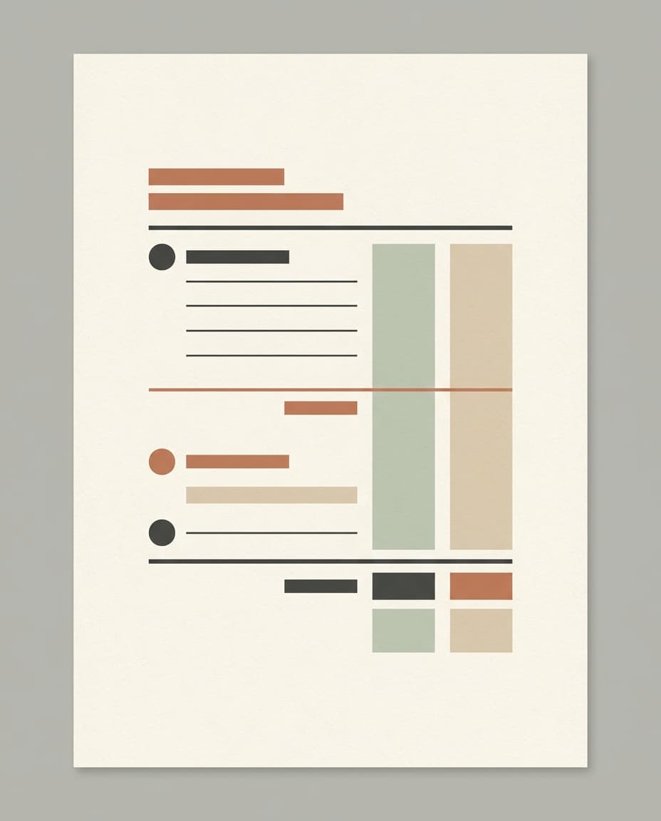 Abstract artwork of statement columns and total markers